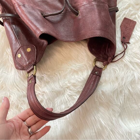 A.S.98 | Women’s Merlot Burgundy Leather Hobo Bucket Bag Leather Shoulder Purse - Picture 2 of 8